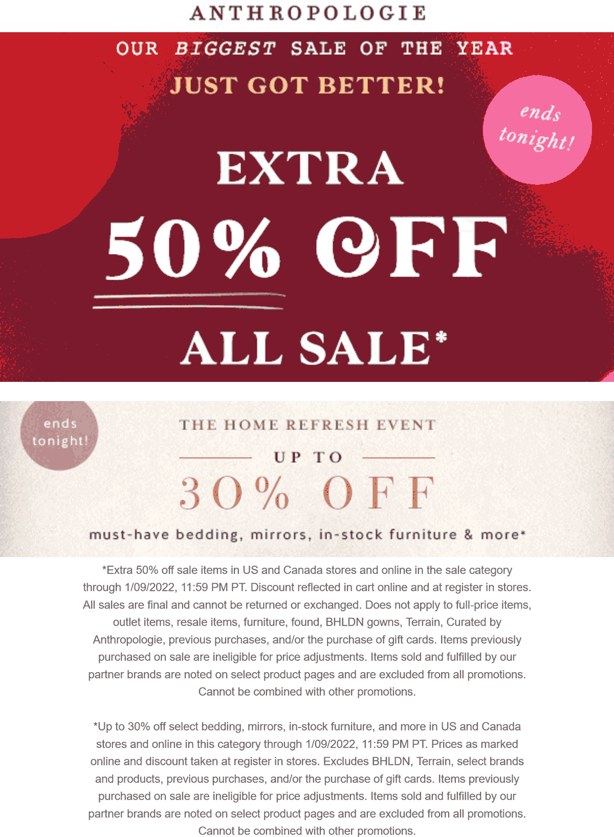 Anthropologie stores Coupon  Extra 50% off all sale items today at Anthropologie #anthropologie 