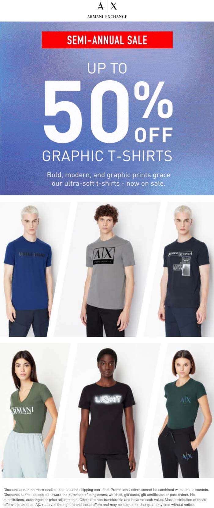 Armani Exchange stores Coupon  50% off various graphic shirts at Armani Exchange #armaniexchange 