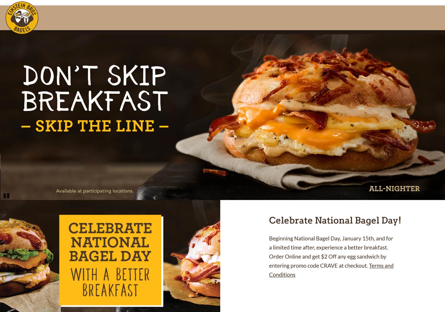 Einstein Bros Bagels coupons & promo code for [January 2023]