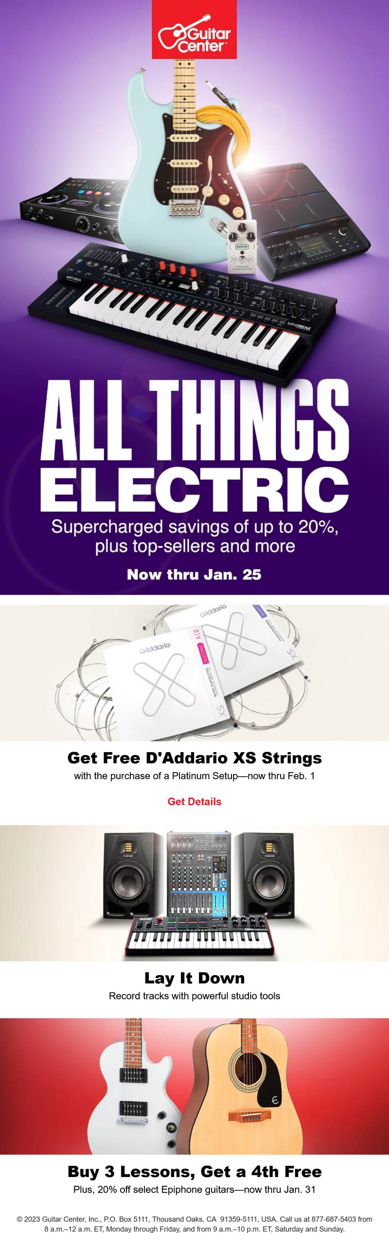 Guitar Center stores Coupon  20% off electric & 4th lesson free at Guitar Center #guitarcenter 
