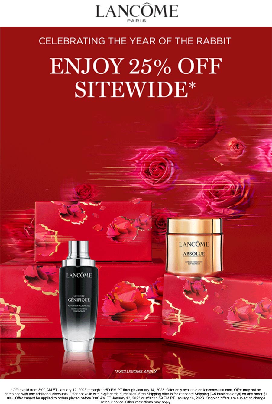 Lancome stores Coupon  25% off everything online at Lancome #lancome 