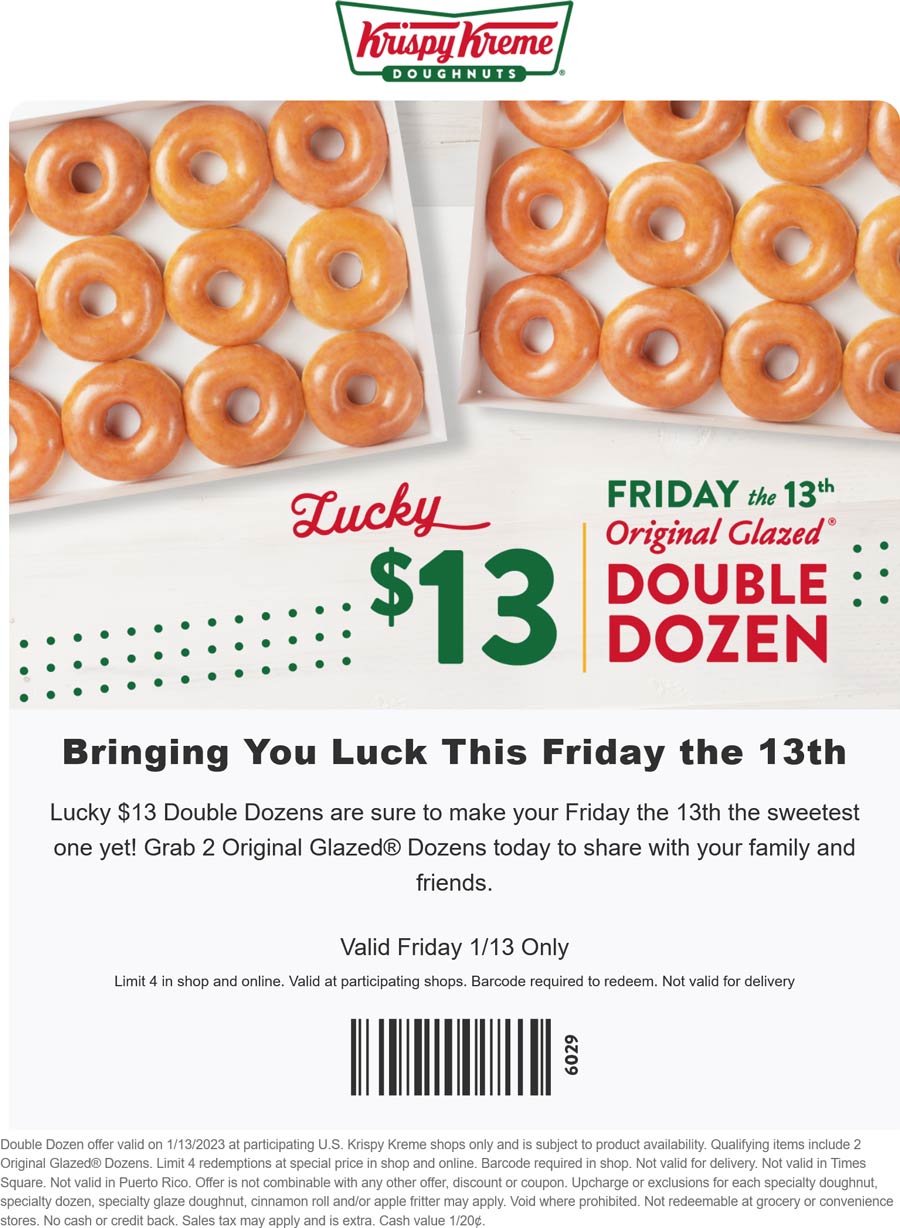 Krispy Kreme restaurants Coupon  24 glazed doughnuts = $13 today at Krispy Kreme #krispykreme 