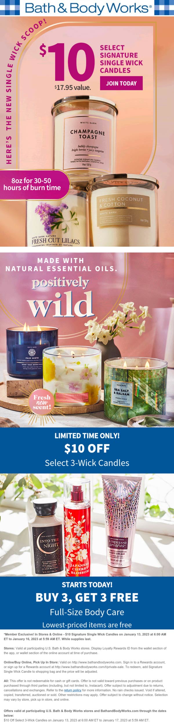 Bath & Body Works stores Coupon  6-for-3 on body care at Bath & Body Works #bathbodyworks 