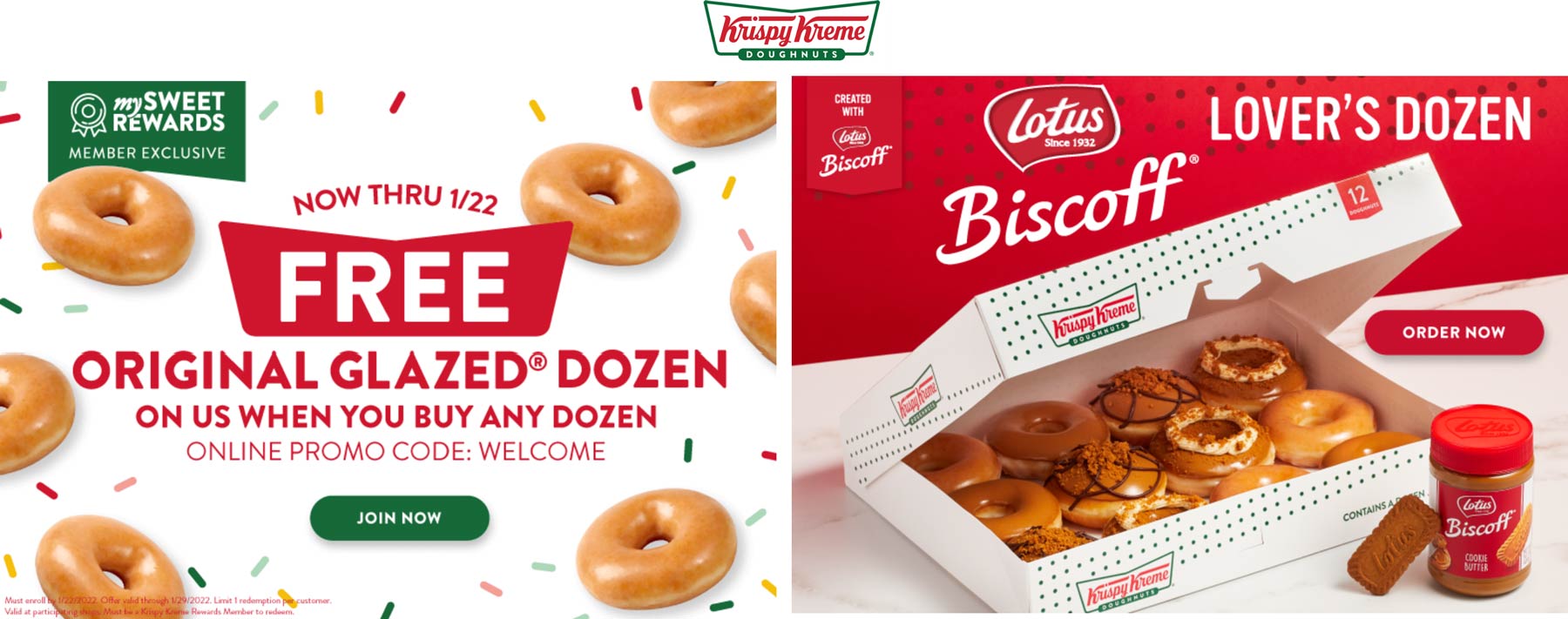 Krispy Kreme stores Coupon  Second dozen free online at Krispy Kreme via promo code WELCOME #krispykreme 