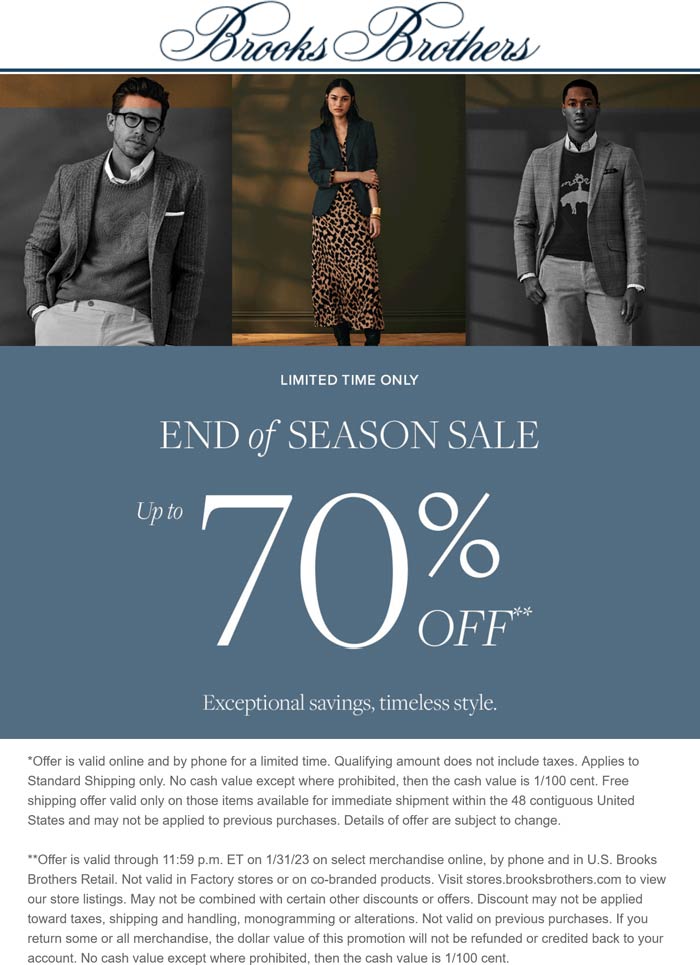 70 clearance going on at Brooks Brothers, ditto online brooksbrothers