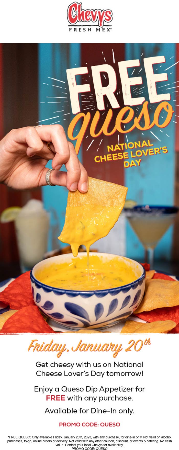 Chevys restaurants Coupon  Free queso today at Chevys Fresh Mex restaurants #chevys 