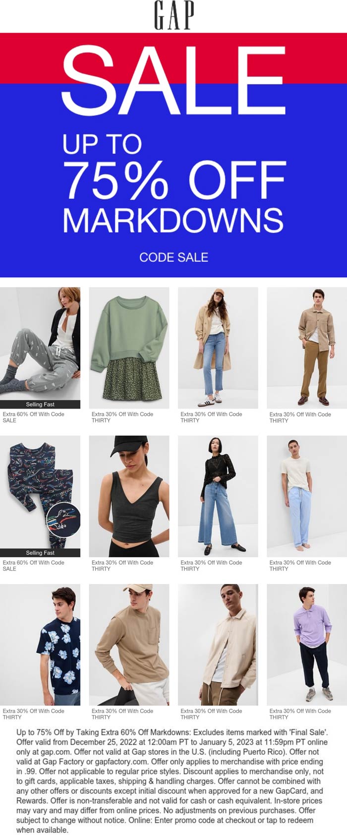 Gap stores Coupon  Extra 60% off sale items at Gap via promo code SALE #gap 