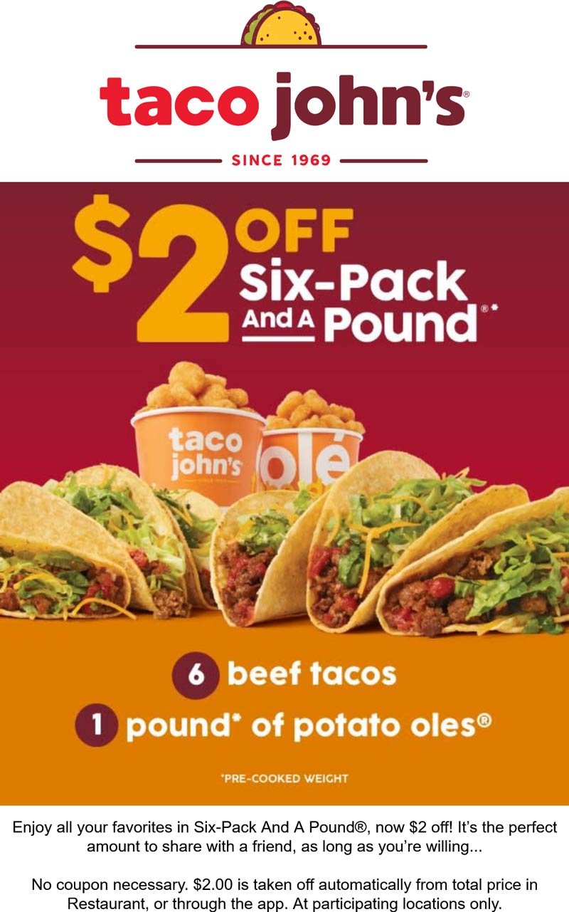 Taco Johns coupons & promo code for [February 2023]