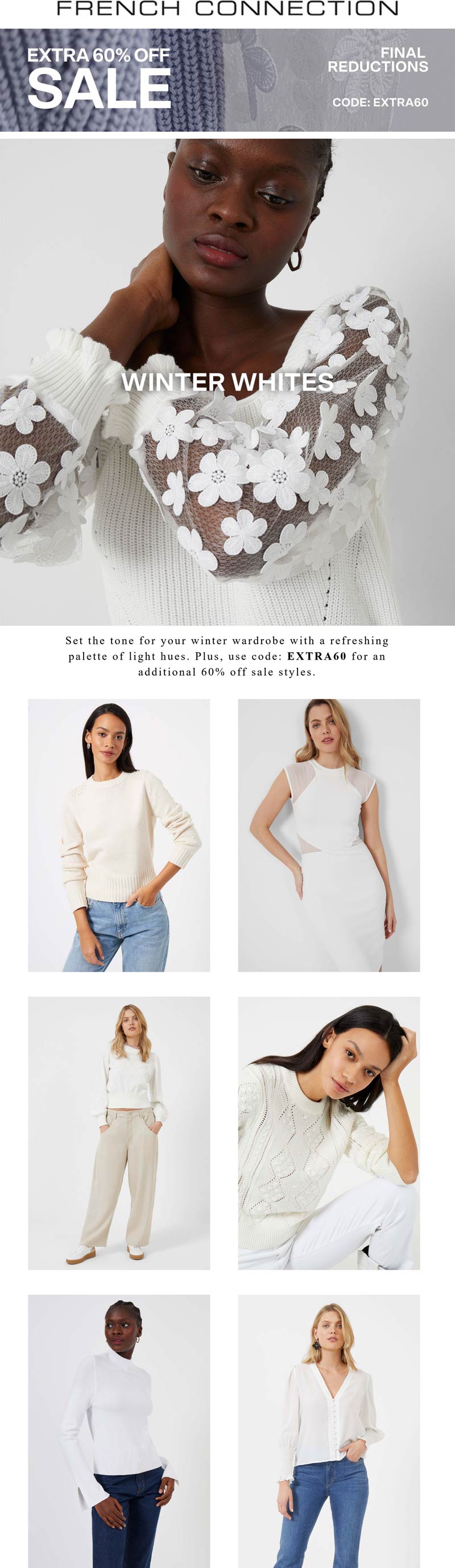 French Connection stores Coupon  Extra 60% off sale styles at French Connection via promo code EXTRA60 #frenchconnection 