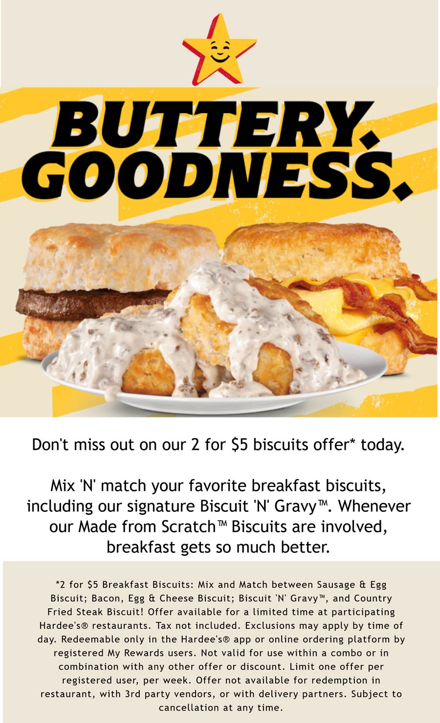 Hardees restaurants Coupon  2 breakfast sandwiches for $5 at Hardees #hardees 