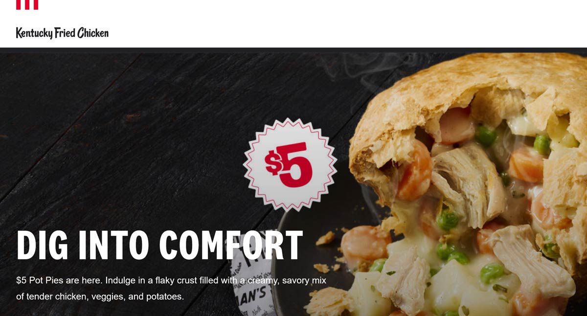 KFC restaurants Coupon  $5 pot pies at KFC restaurants #kfc 