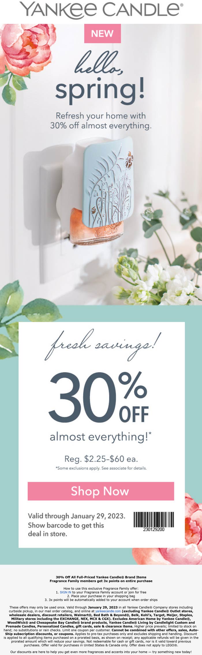 Yankee Candle stores Coupon  30% off at Yankee Candle, ditto online #yankeecandle 