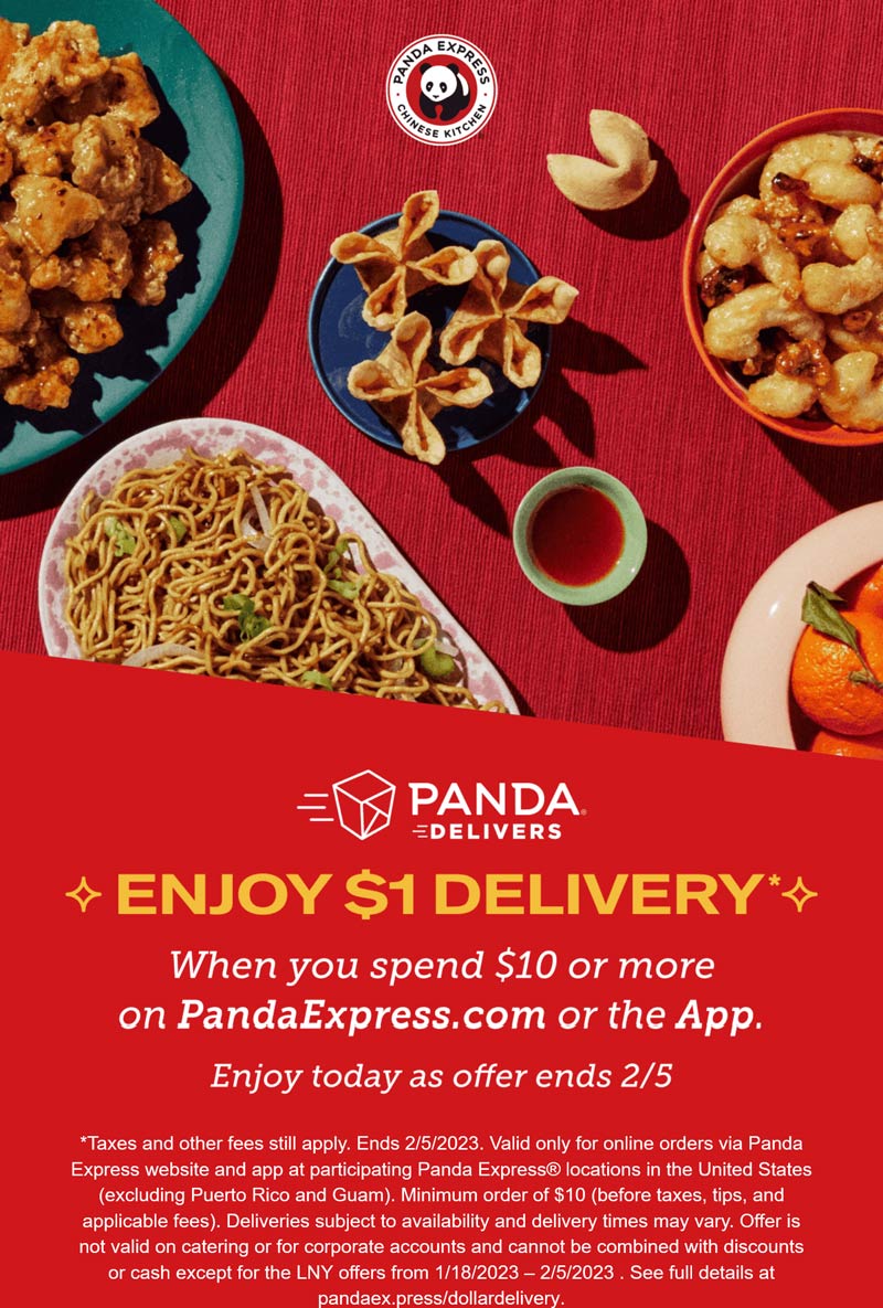 1 delivery on 10+ orders at Panda Express restaurants pandaexpress