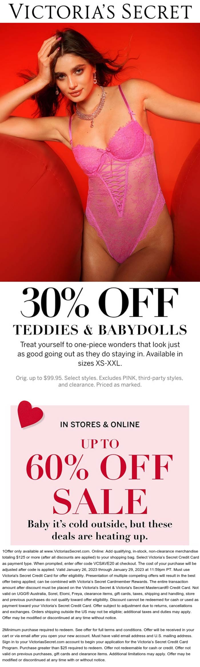 Victorias Secret stores Coupon  30% off teddies & babydolls today online at Victorias Secret #victoriassecret 