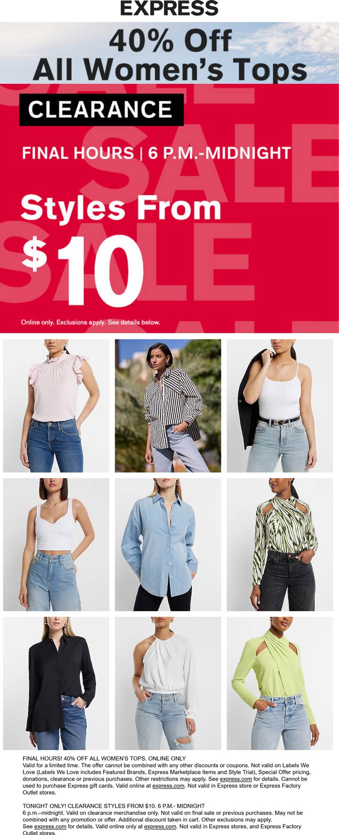 Express stores Coupon  40% off womens tops online today at Express #express 