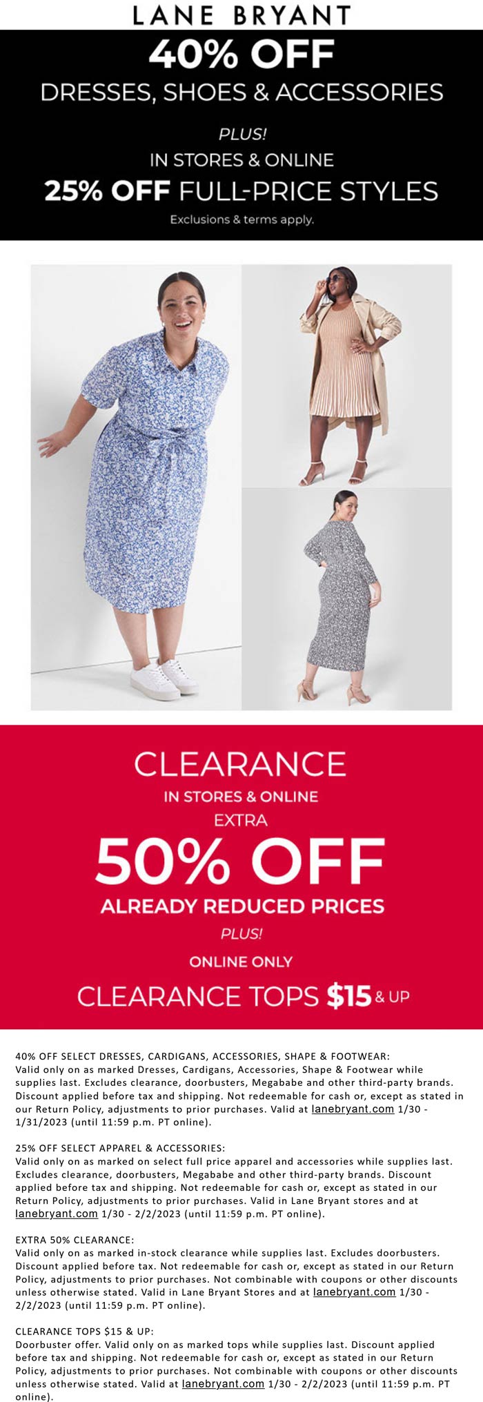 Lane Bryant stores Coupon  25% off at Lane Bryant, ditto online + 40% off dresses #lanebryant 
