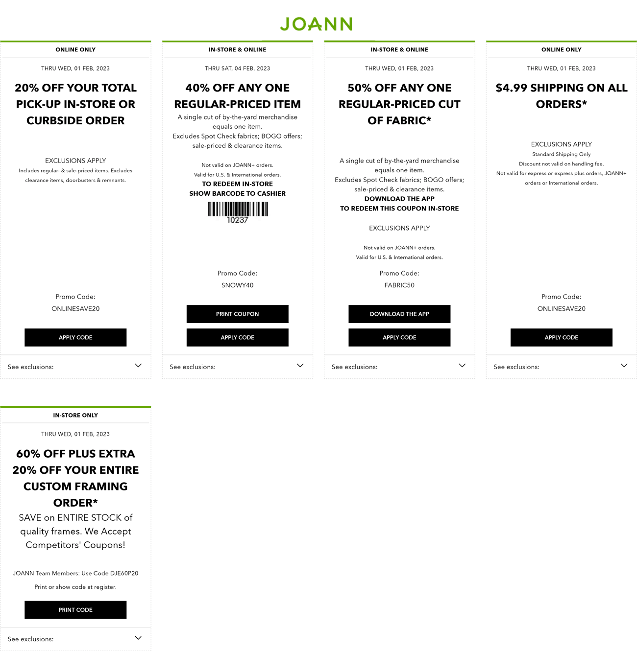 Joann stores Coupon  40% off a single item & more at Joann, or online via promo code SNOWY40 #joann 