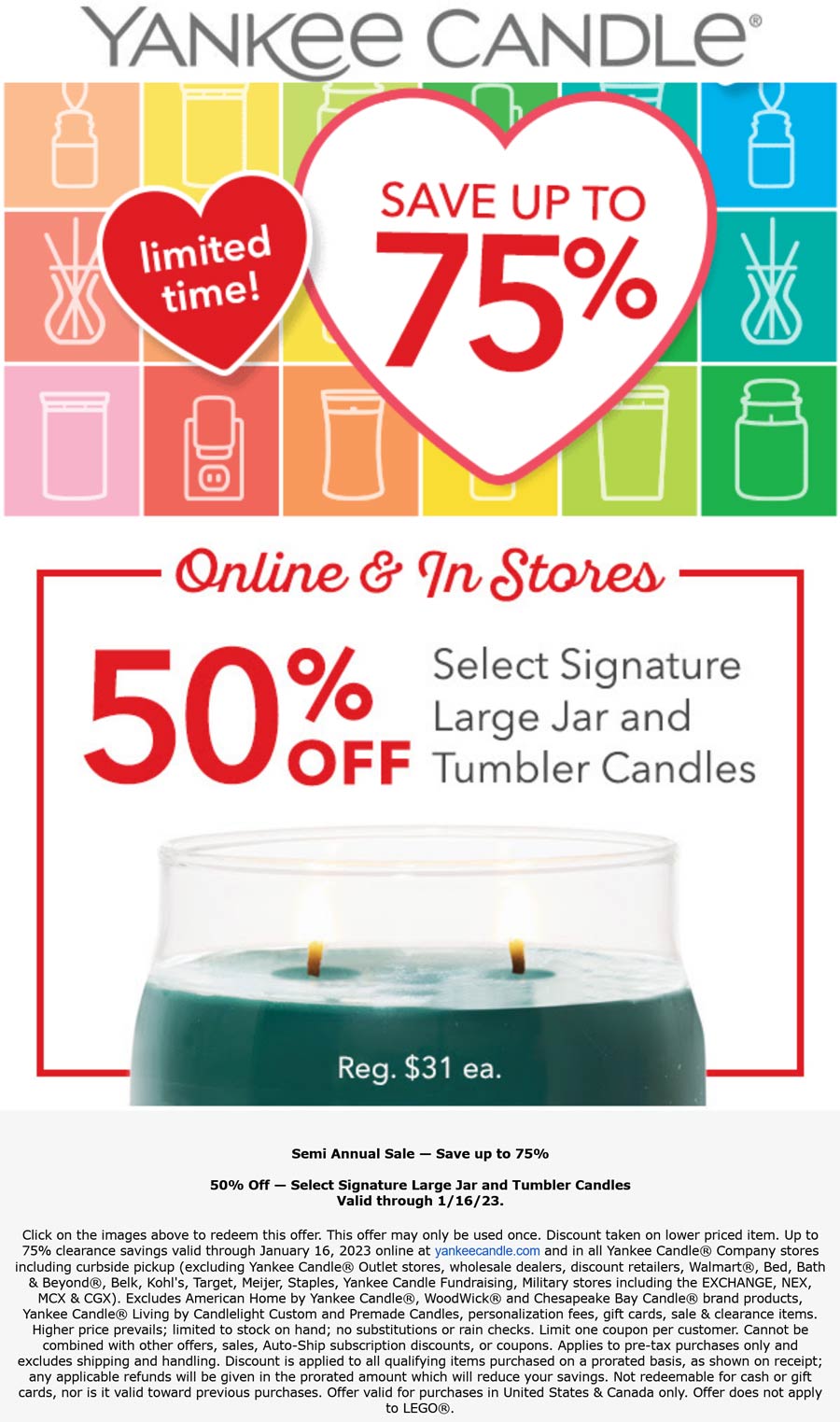Yankee Candle stores Coupon  50% off large candles at Yankee Candle #yankeecandle 