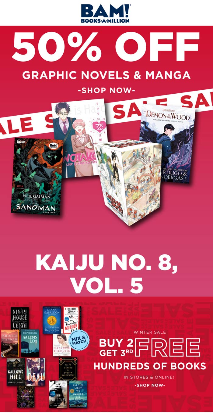 Books-A-Million stores Coupon  50% off graphic novels & manga at Books-A-Million #booksamillion 