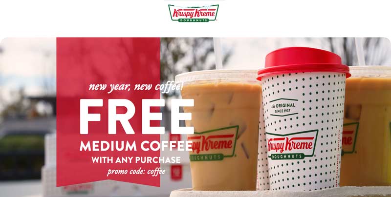 Krispy Kreme restaurants Coupon  Free coffee with any order today at Krispy Kreme doughnuts #krispykreme 