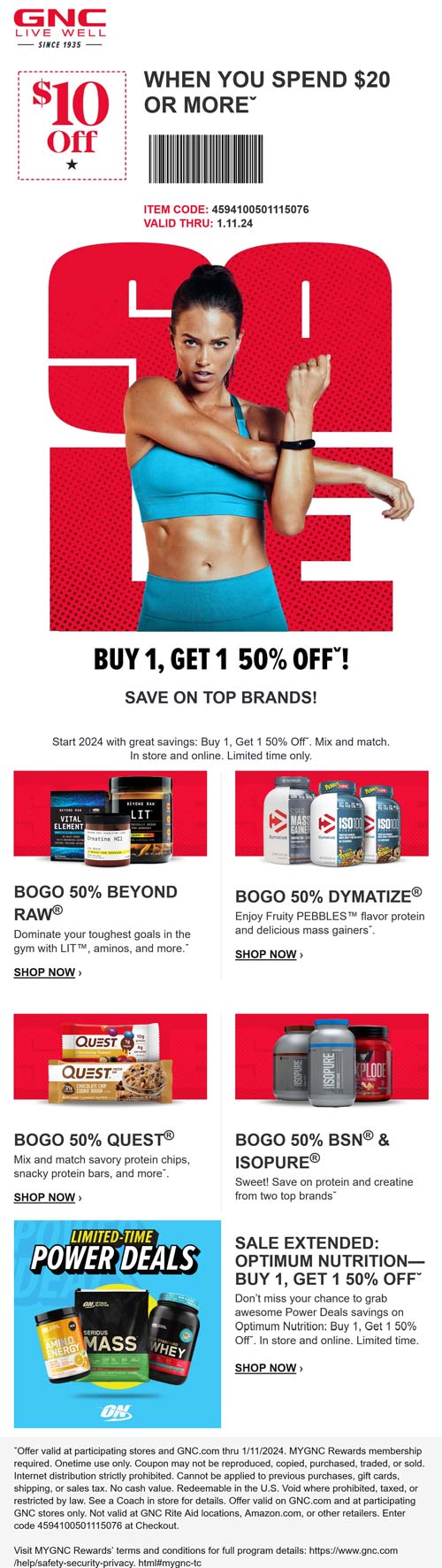 GNC stores Coupon  Second item 50% off & more today at GNC, ditto online #gnc 