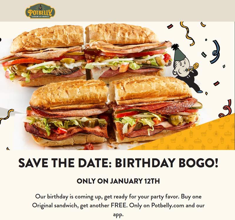 Potbelly restaurants Coupon  Second sandwich free Friday at Potbelly #potbelly 