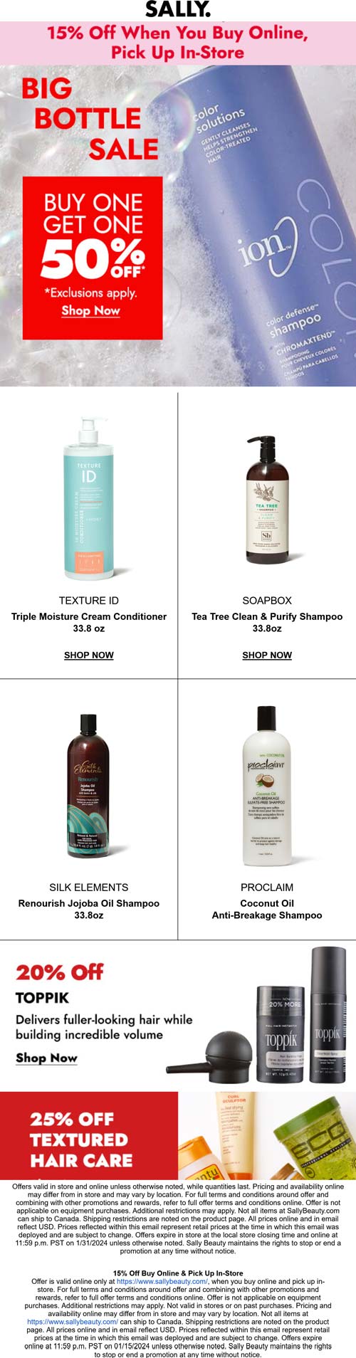 Second big bottle 50% off & more at Sally beauty #sally