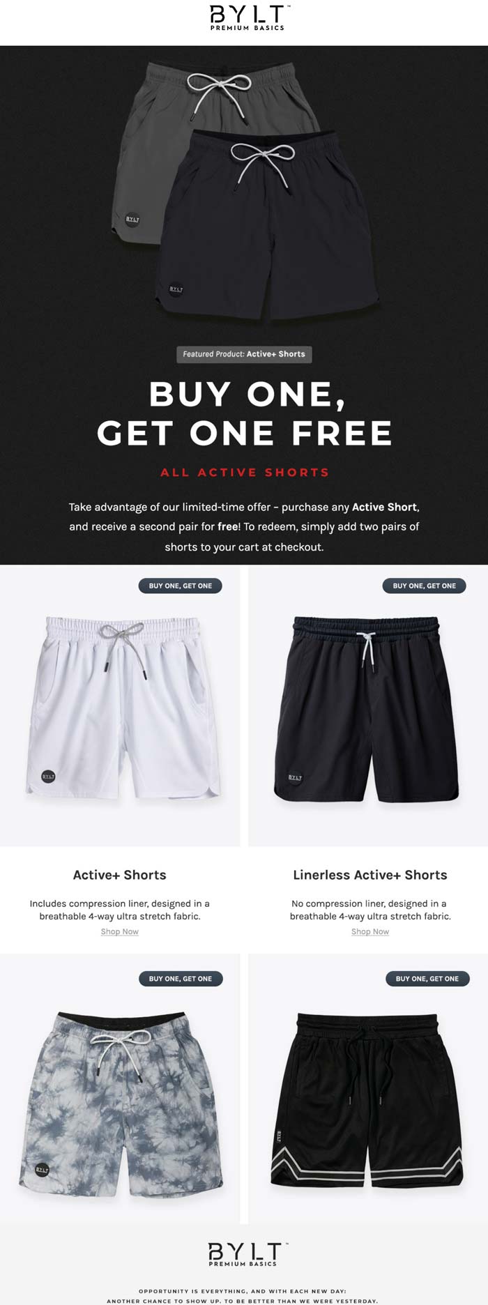 BYLT stores Coupon  Second active shorts free at BYLT #bylt 