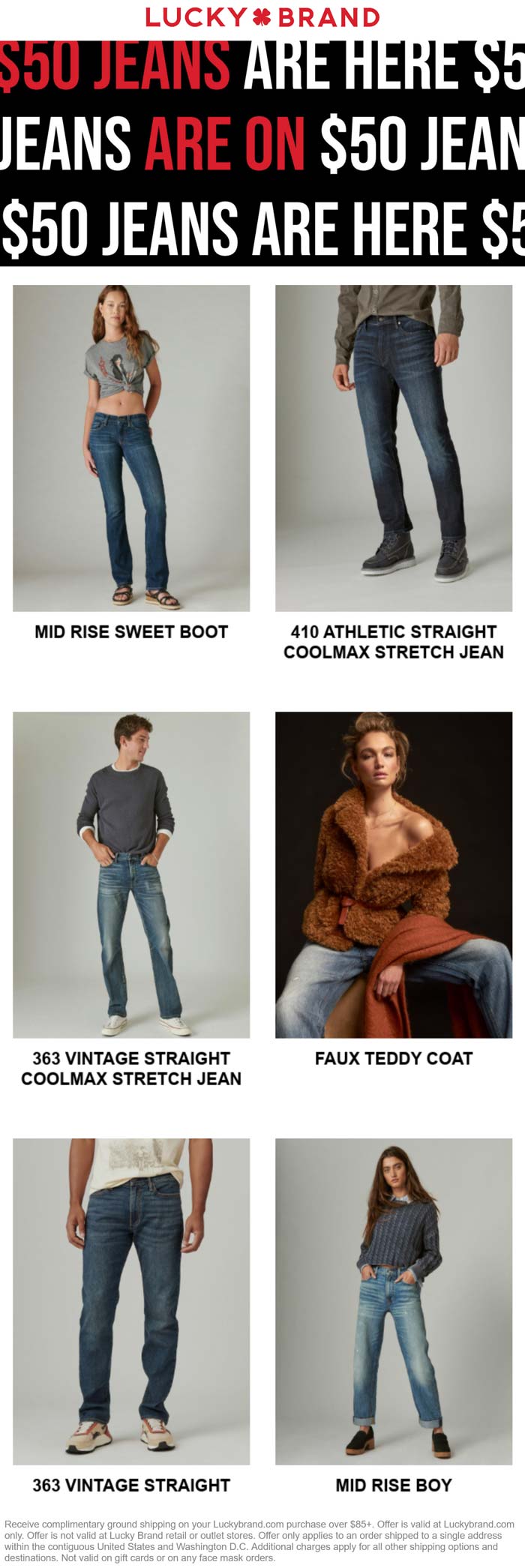 Various jeans for $50 going on at Lucky Brand #luckybrand