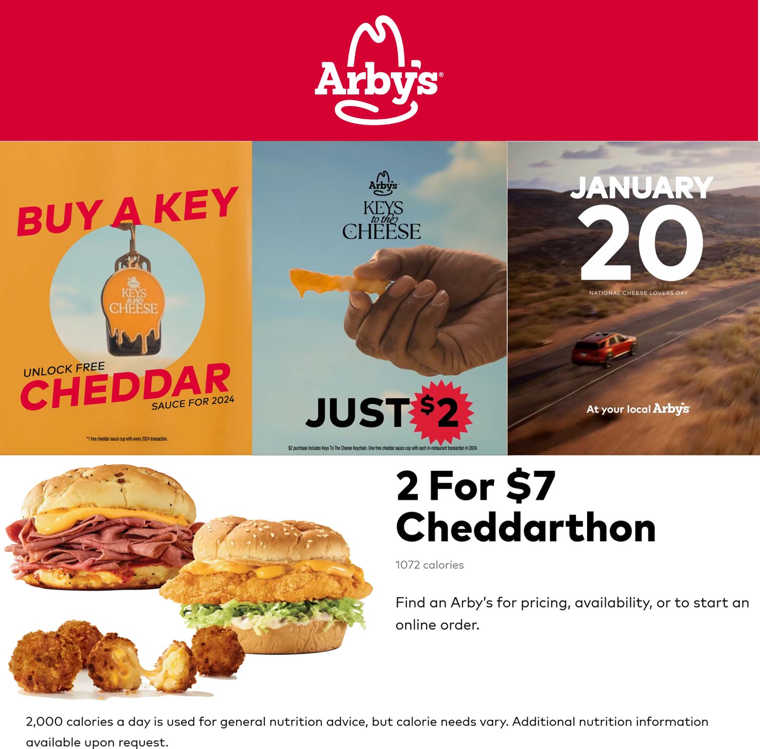 $2 keychain Saturday unlocks free cheddar all year + 2 for $7 cheddarthon at Arbys restaurants #arbys