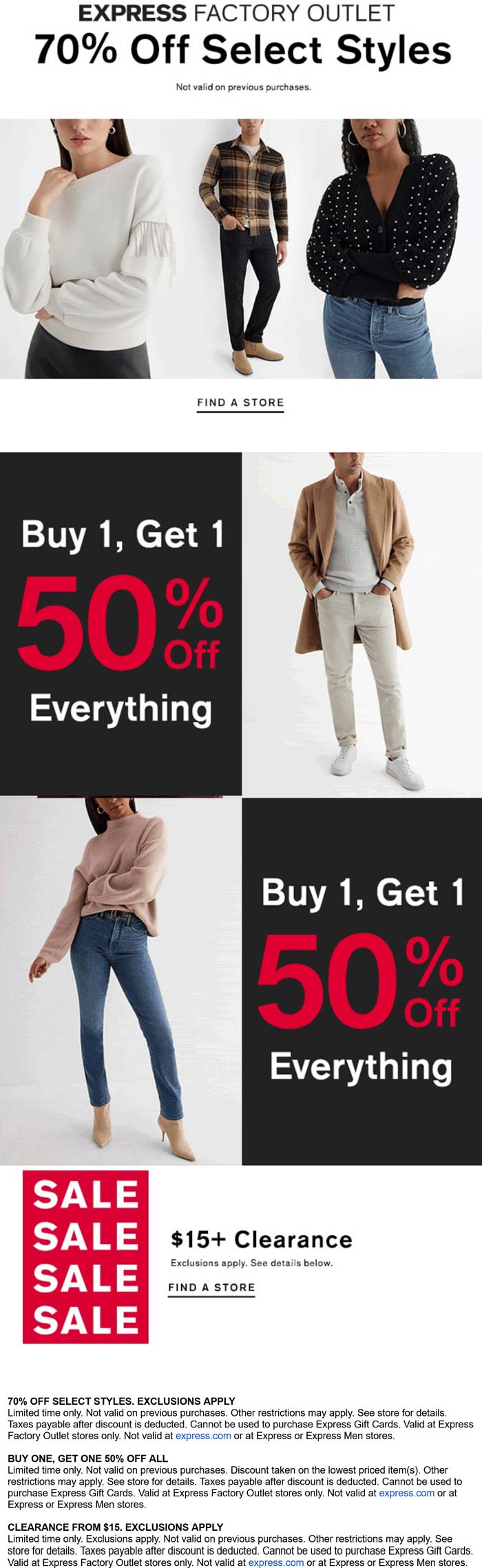 Second item 50% off on everything at Express Factory Outlet #expressfactoryoutlet