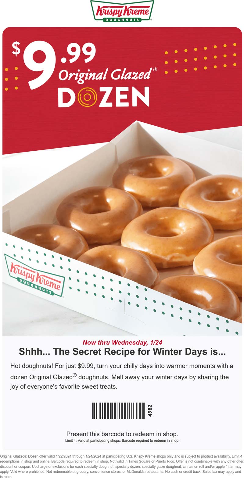Krispy Kreme restaurants Coupon  $10 dozen doughnuts at Krispy Kreme #krispykreme 