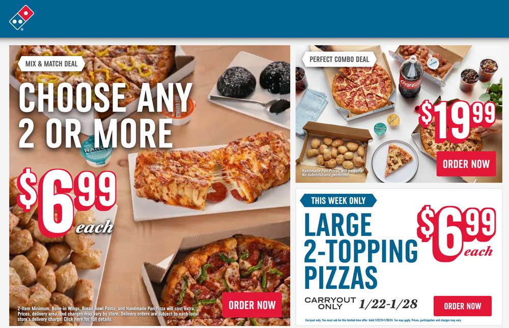 Large 2-topping pizza for $7 at Dominos #dominos