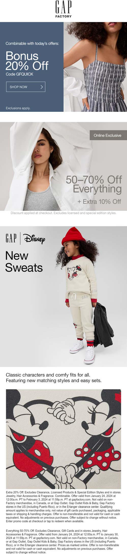 Gap Factory stores Coupon  60-80% off everything & more online at Gap Factory via promo code GFQUICK #gapfactory 