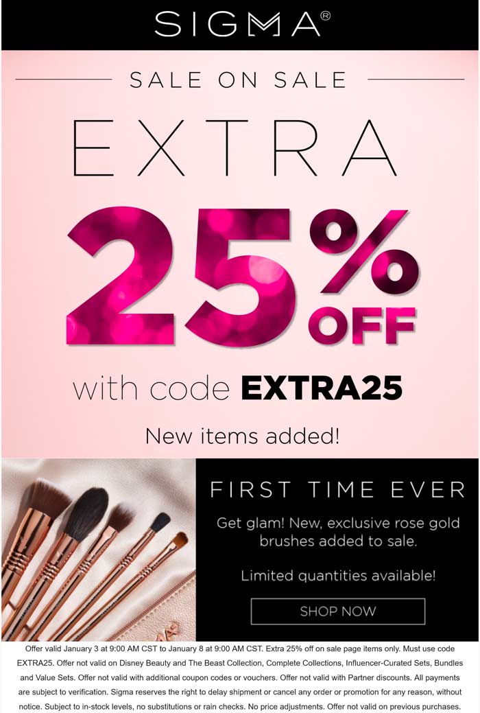 Extra 25% off sale items at Sigma via promo code EXTRA25 #sigma