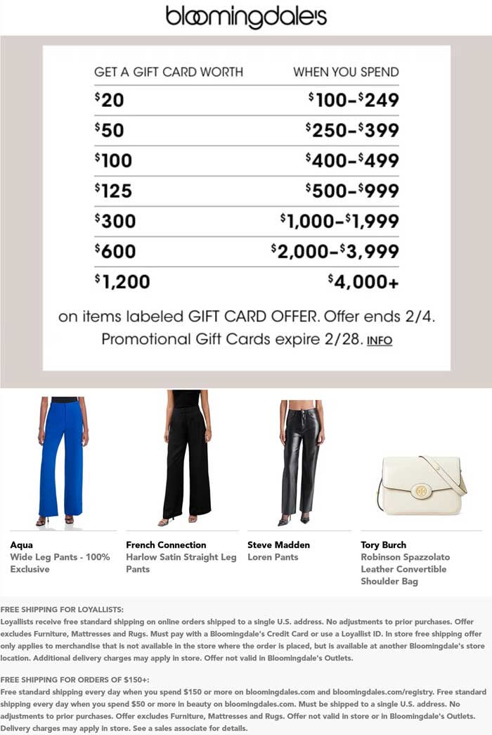 Bloomingdales stores Coupon  $20-$1200 card on $100+ spent at Bloomingdales #bloomingdales 