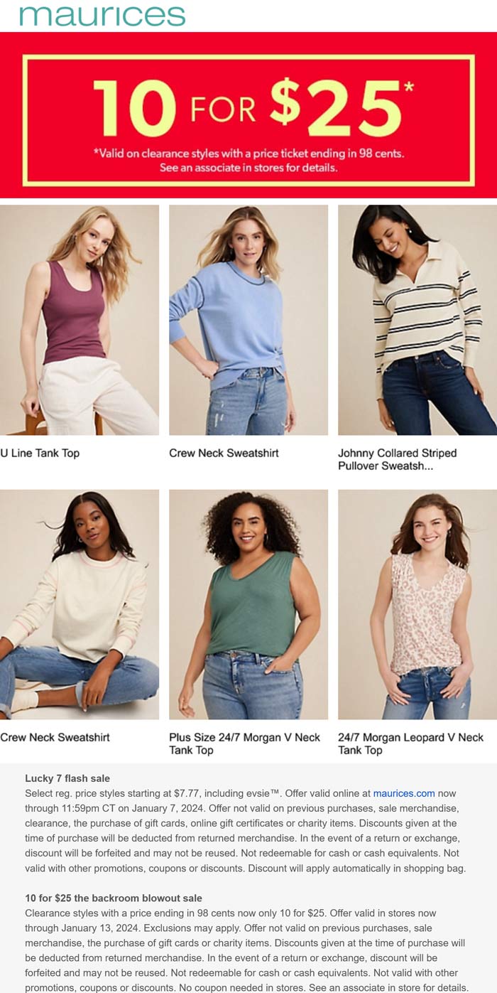 Mix & match 10 clearance items for $25 at Maurices #maurices