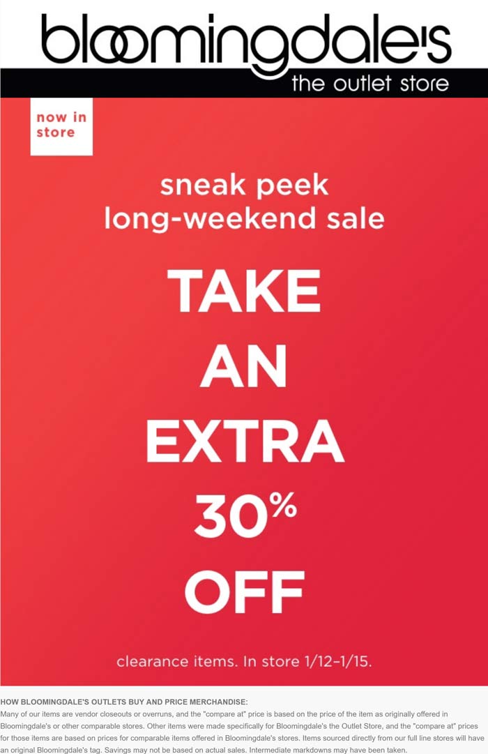 Bloomingdales The Outlet Store stores Coupon  Extra 30% off clearance at Bloomingdales The Outlet Store #bloomingdalestheoutletstore 