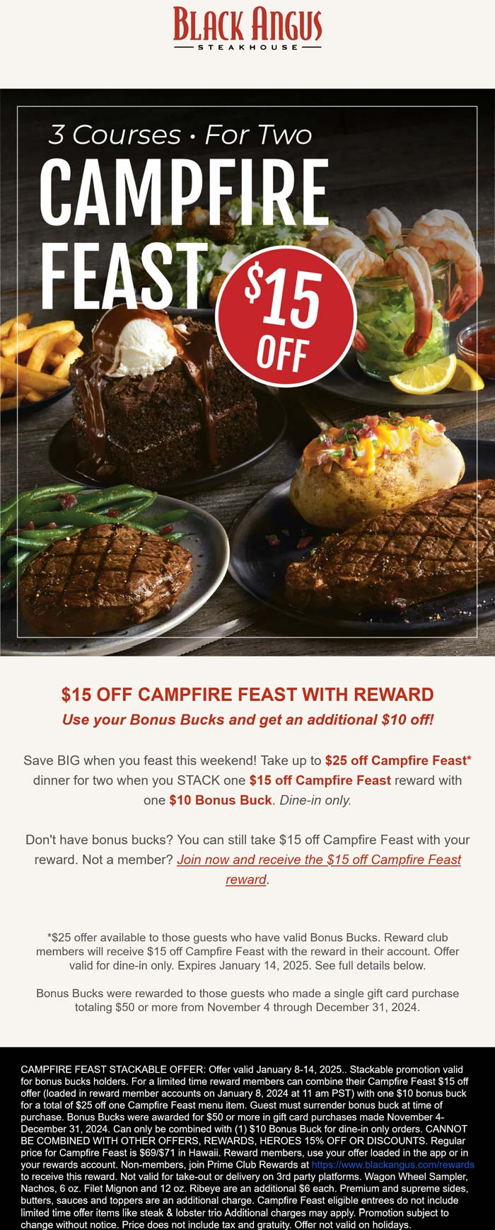 Black Angus restaurants Coupon  $15 off campfire feast & more at Black Angus steakhouse #blackangus 