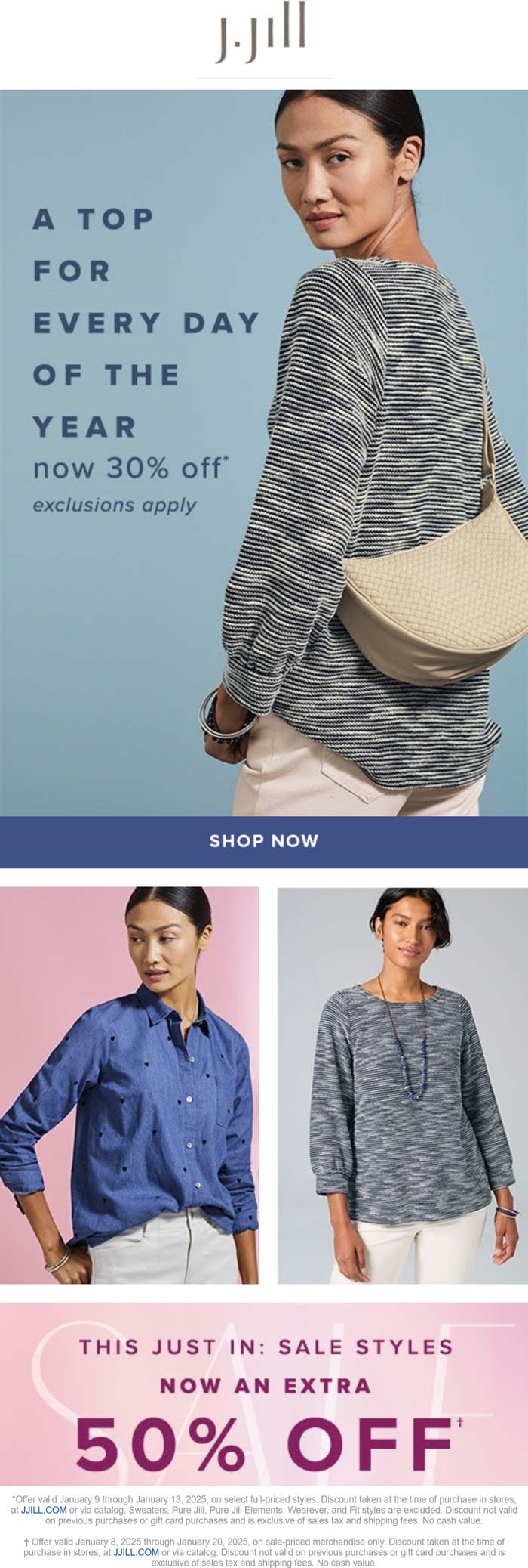 J.Jill stores Coupon  30% off tops & 50% off sale items at J.Jill #jjill 