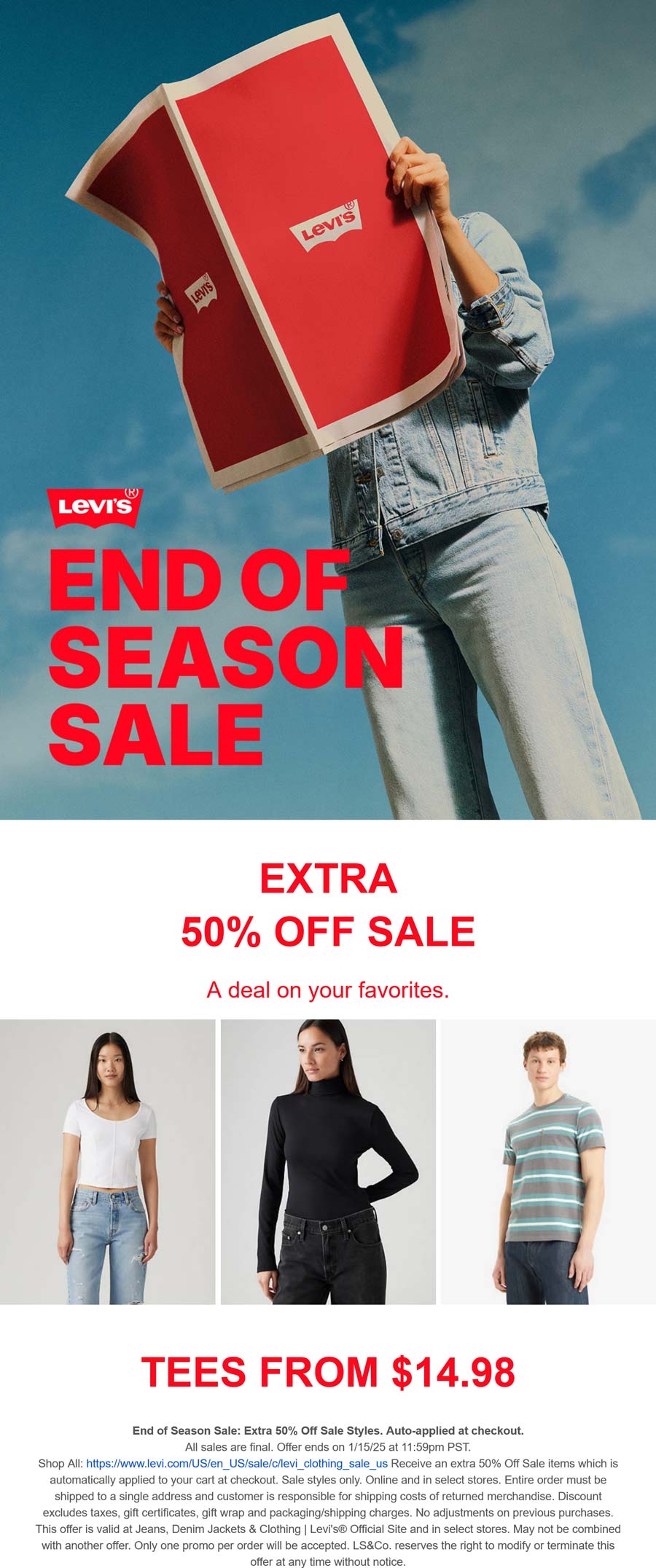 Levis stores Coupon  Extra 50% off sale items at Levis #levis 