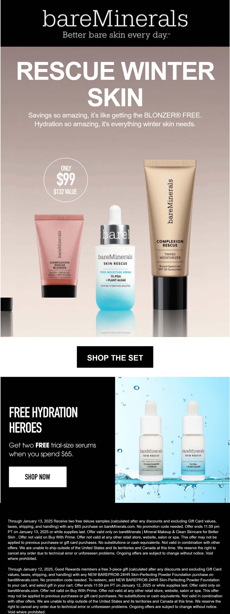 bareMinerals stores Coupon  25% off 3pc hydration set & more at bareMinerals #bareminerals 