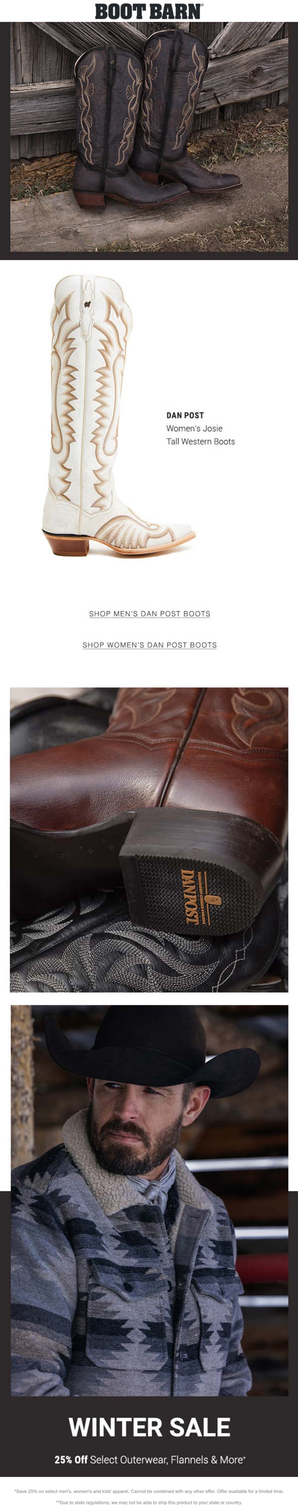 Boot Barn stores Coupon  25% off various apparel at Boot Barn #bootbarn 