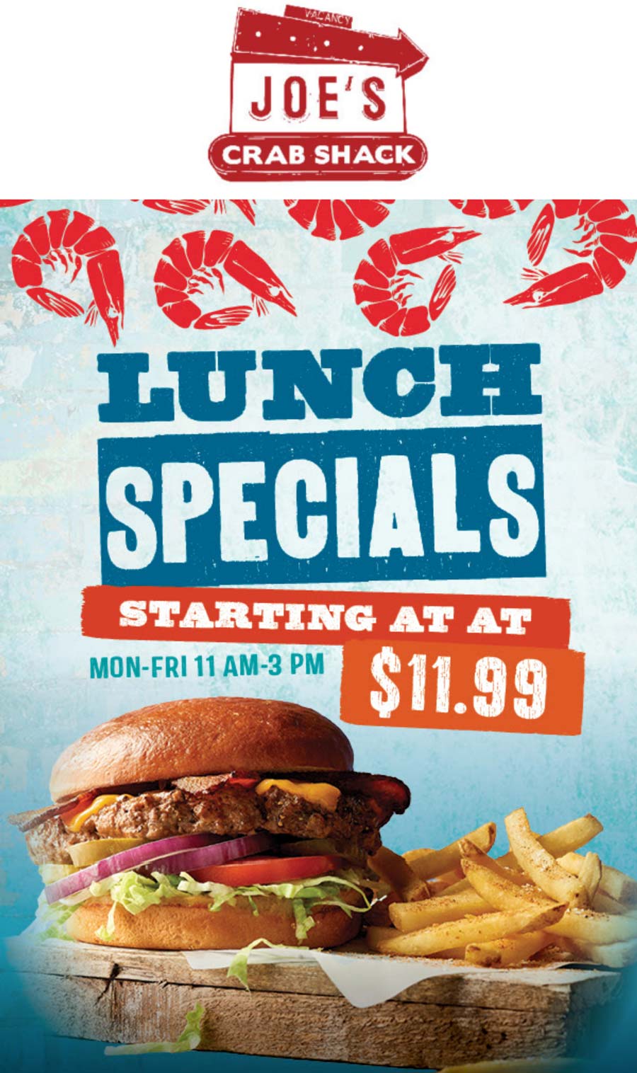 Joes Crab Shack restaurants Coupon  $12 lunch specials weekdays at Joes Crab Shack #joescrabshack 