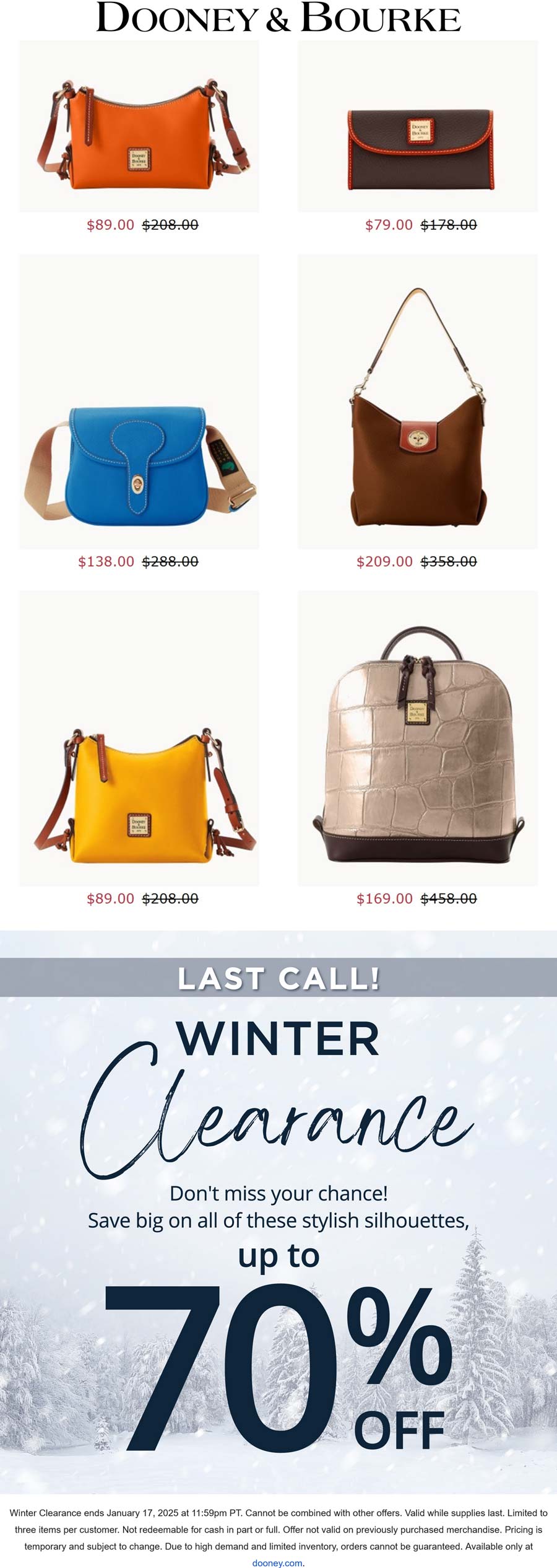 Dooney & Bourke stores Coupon  70% off winter clearance today at Dooney & Bourke #dooneybourke 