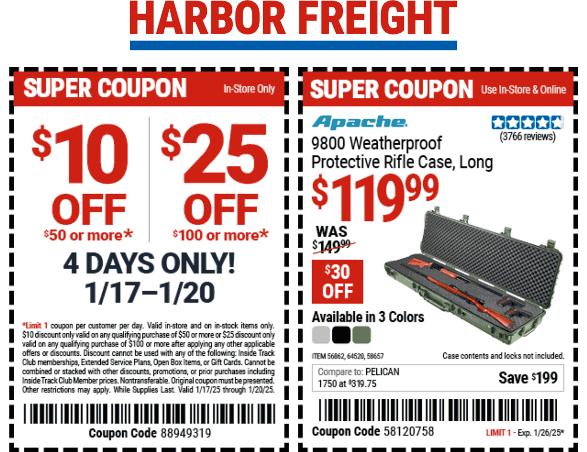 Harbor Freight stores Coupon  $10-$25 off $50+ at Harbor Freight #harborfreight 