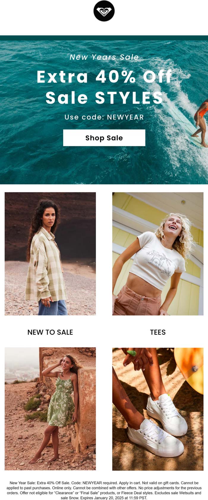 Roxy stores Coupon  Extra 40% off sale styles at Roxy via promo code NEWYEAR #roxy 