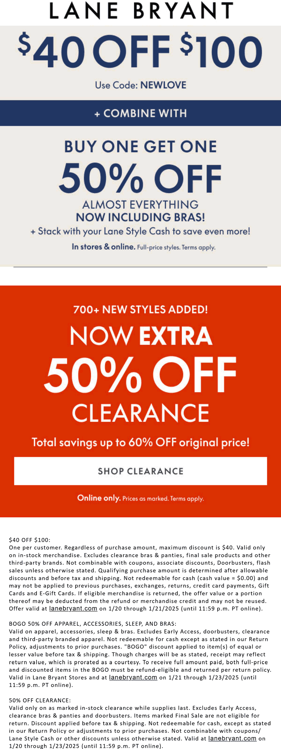 Lane Bryant stores Coupon  $40 off $100 online today at Lane Bryant via promo code NEWLOVE #lanebryant 