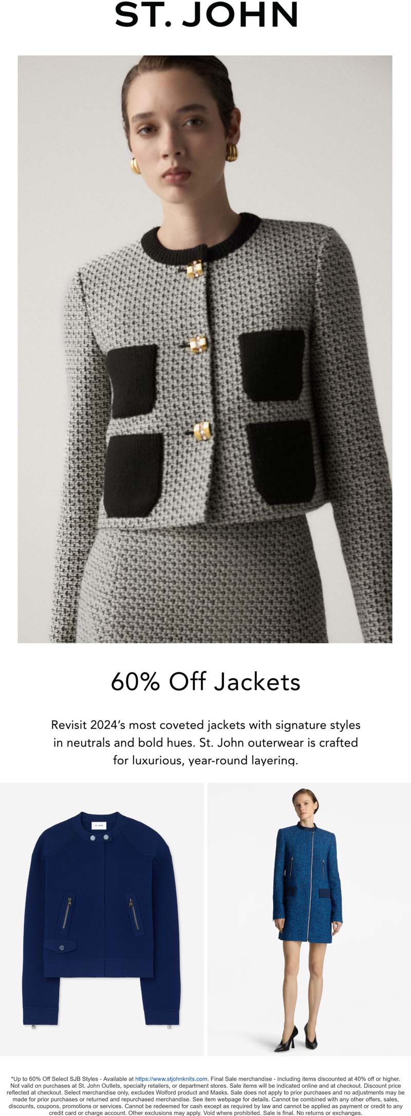 St John Knits stores Coupon  60% off jackets at St John Knits #stjohnknits 