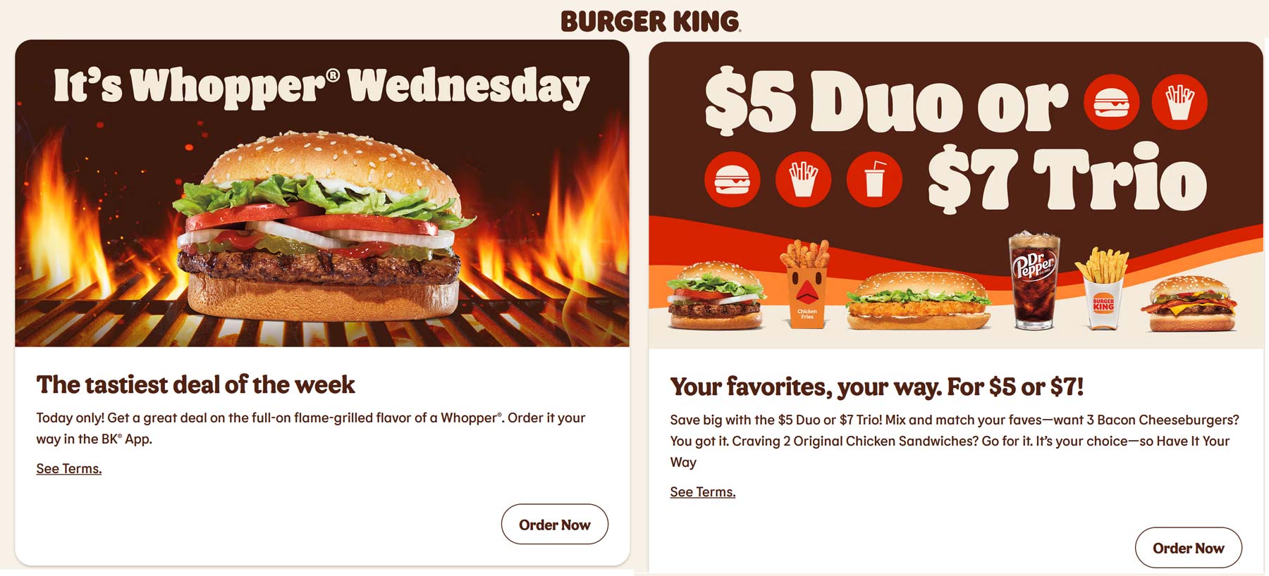 Burger King restaurants Coupon  $4 whopper and $7 trio meal today at Burger King #burgerking 